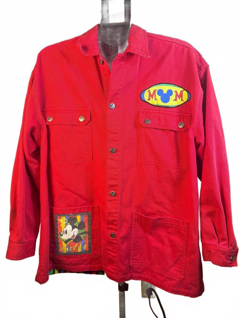 Vintage rare sz XL Disney Mickey Mouse denim jacket carnival circus red